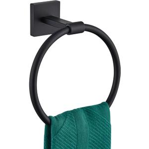 KOKOSIRI Towel Ring Matte Black Bath Towel Hanger Bathroom Hardware Hand Towels Holder Rack Wall Mounted Stainless Steel, B3010BK
