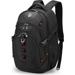 Swissdigital Design Laptop Backpack with USB Charging Port, Travel Backpack Fits 15.6 inches Computer, 31L College School Backpack for Men, Black | SD803