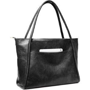 Large Tote Bag for Women 16L Work Tote Purse with Zipper Vegan Leather Ladies Handbags