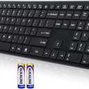 Wireless Keyboard-2.4G USB Ultra Slim Quiet Full Size Matte PC Computer Keyboard,19 Multimedia Keys,Number Pad,Plug&Play,Lag-Free Ergo,Long Battery Life for Desktop,Laptop,Smart TV,MAC,Windows,QWERTY