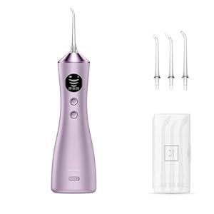 BUZHIWU Water Dental Flosser for Teeth, Portable Cordless Water Flosser with 300ML Rechargeable with Type-C, IPX7 Waterproof Water Flossers for Adults with 3 Intensity Modes and 3 Flossing Tips