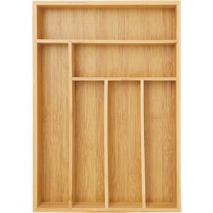 Juvale Bamboo Silverware Drawer Organizer with 6 Slots, Wooden Cutlery Tray Holder for Kitchen, Flatware, Utensils, 14.5 x 10.25 x 1.75 In - Silverware Organizer