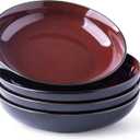 LERATIO Large Pasta Bowls,38oz Ceramic Pasta Bowls,9.0" Reactive Glaze Pasta Bowl Set of 4,Microwave & Dishwasher,Oven Safe,Wide Serving Bowls for Salad,Dessert,Fruit-Reddish Brown (Set of 4, Red)