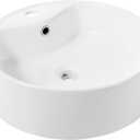 Monaco Round Vessel Sink with Faucet Mount, 18.125 x 8.125 x 4.7 inches
