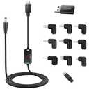 FARSENSE USB C to DC Adapter,Barrel PD Trigger Cable(3.3ft) with 10 Connector Tips,USB to DC Power Cable can Switch Voltage by Pressing The Key,Support LED Display Voltage