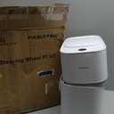 MOPALL Small Bathroom Trash Cans with Lids,Motion Sensor Bathroom Trash Can,Narrow Waterproof Plastic 3.5 Gallon Automatic Adsorption Touchless Garbage Can,White