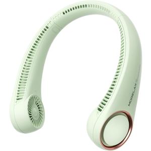 Morelax Neck Fan, USB Rechargeable Personal Fan,Hand Free Bladeless Portable Fans,4000 mAh, 3 Speeds,72 Air Faster softer 360 Cooling, Ultra Quiet,Gift Suitable for Home, Office, Travel, Sports Green