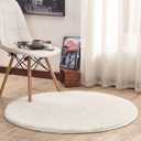 Round Rug for Bedroom, Fluffy Circle Rug for Kids Room, Area Rug Fuzzy Carpet for Baby Nursery Home Decor, Furry Soft Circular Rugs for Living Room, Plush Princess Castle Rugs Beige 80 cm