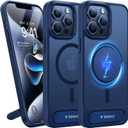 TORRAS Strong Magnetic & Seamless Stand for iPhone 13 Pro Max Case, Fit for MagSafe, Mil-Grade Drop Protection, Adjustable Kickstand Phone Case for iPhone 13 Pro Max, Slim Frosted Matte Blue