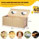 AsFrost 33" Extra Large Chick Brooder Box for 40 Chicks, Dual 75W No-Light Ceramic Heat Lamps, Adjustable Thermostat, 6 Waterproof Pads, Poultry Brooder for Quail, Rabbits & Reptiles