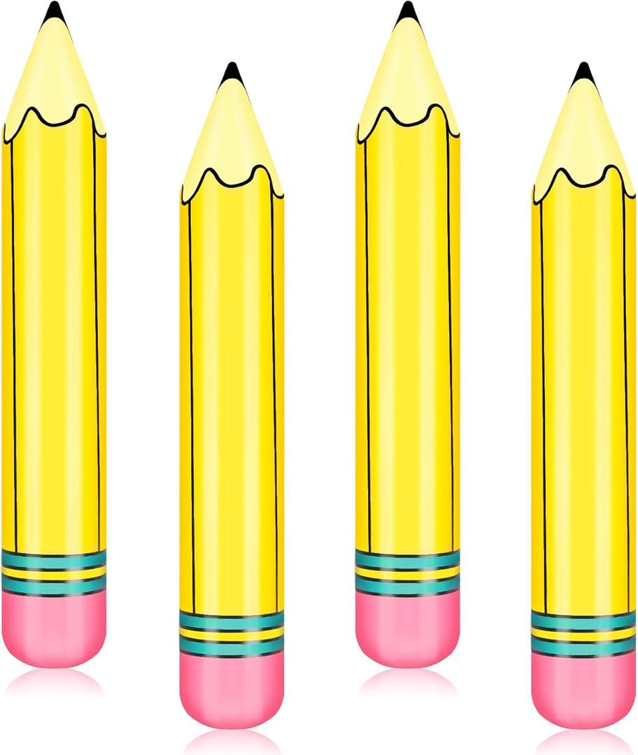 4Pcs 27 Inch Large Inflatable Pencil Balloons Back to School Inflatable Pencil Balloon Graduation Party Decoration for Back to School Classroom Garden Room Birthday Party Decorations