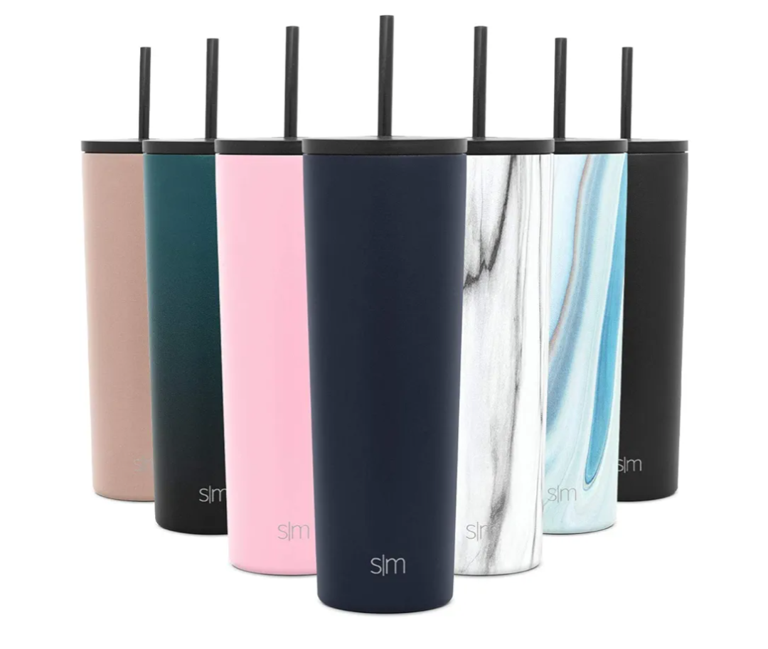 Simple Modern Insulated Tumbler with Lid and Straw | Iced Coffee Cup Reusable Stainless Steel Water Bottle Travel Mug | Gifts for Women Men Her Him | Classic Collection | 24oz | Deep Ocean