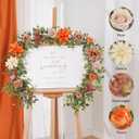 Waipfaru 2Pcs Fall Garland Decor, 6Ft Eucalyptus Flower Garland for Table, Fall Floral Vines with Terracotta Flowers for Wedding Arch Backdrop Wall Thanksgiving Decorations (Terracotta)