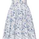 Scarlet Darkness Women 2026 Floral Corset Dress Summer Milkmaid Sundress Wedding Guest Dresses with Pockets (Large, White Blue Floral)
