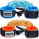 Dr.meter Toddler Leash, 2 Pack Safety Anti Lost Wrist Link with Key Lock, Reflective Child Walking Harness, 8.2ft Blue + 4.92ft Orange Kids Leash for Supermarket Mall Airport Amusement Park Zoo Travel
