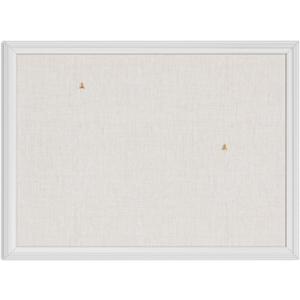 U Brands Bulletin Board, 18 x 24 Inch Linen Fabric Pin Board, Farmhouse White Wood Style Frame, Wall Message Center & Vision Board for Farmhouse Decor, Home Office, Classroom, Includes Push Pins, 23" x 17"