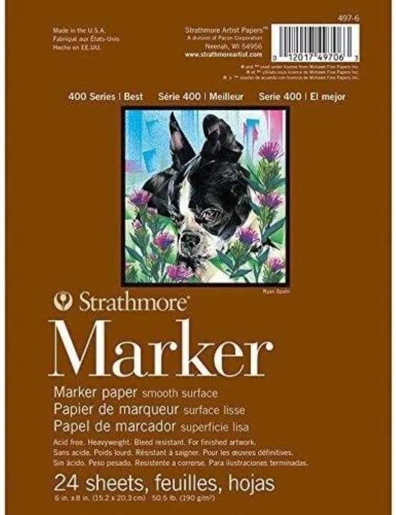 Strathmore Marker Paper Pad 6"X8"-50lb Smooth 24 Sheets -62497600 (24 Count (Pack of 1))