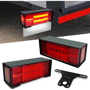 NeaLia Boat Trailer Light Box Kit, Submersible LED Trailer Lights for Jet Ski Marine Karavan, IP68 Waterproof Taillight with License Plate Bracket, Jetski Pontoon Turn Signal Tail Brake, DOT Compliant