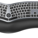 ProtoArc Backlit Bluetooth Ergonomic Keyboard, EK01 Plus Full Size Wireless Split Keyboard with Dual Bluetooth and USB, Cushioned Wrist Rest, Rechargeable, Compatible with Windows/Mac/Android, Grey