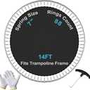 SPORTYOUTH Replacement Trampoline Jumping Mat, Fits 14ft Round Trampoline Frame with 88 V-Hooks Using 7" Springs, ONLY MAT, Springs not Included