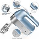 Hand Mixer Electric, 450W Kitchen Mixers with Scale Cup Storage Case, Turbo Boost/Self-Control Speed + 5 Speed + Eject Button + 5 Stainless Steel Accessories, For Easy Whipping Dough, Cream, Blue