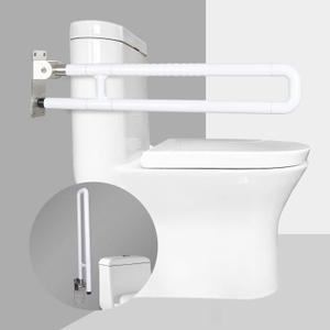 29.5 Inch Handicap Grab Bars Foldable Toilet Safety Rails, Flip-Up Bathroom Grab Bar with Anti-Slip Grip, Toilet Handrails Hand Grips Shower Assist Aid for Elderly Pregnant Women Disabled