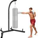Upgraded Punching Bag Stand, Heavy Duty Boxing Stand, Steel Sandbag Rack Boxing Bag Stand, Freestanding Durable Training Equipment for Home & Gym Fitness Stable Steel, Stand Only