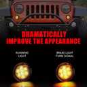 Turn Signal Lights Smoked Lens for Jeep Wrangler 2007-2018 JK JKU Amber LED Front Blinkers Grill Indicator Parking Lamp (Honycomb Style)