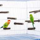 Mogoko 8 PCS Natural Wood Bird Perch Birdcage Stand Wooden Parrot Perch Stand Perch Platform Cage Accessories for Parrotlets Budgies Cockatiels Parakeets Lovebirds