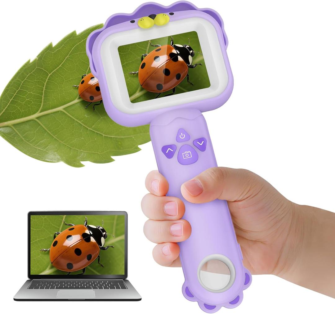 Kids Microscopes Portable Mini Pocket Handheld Microscope for Toddlers, Educational Science Stem Toys for Christmas Birthday Gifts