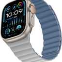 Compatible with Apple Watch Band 49 46 45 44 42 41 40 38mm, Double Sided Wearable Silicone Magnetic Strap for iWatch Ultra SE Series 10 9 8 7 6 5 4 3 2 1 (42/44/45/46/49, Gray/Blue) (49mm/46mm/45mm/44mm/(42mm series3 ), Gray/Blue)