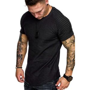 COOFANDY Men's Muscle T-Shirt Pleated Raglan Sleeve Bodybuilding Gym Tee Short Sleeve Fashion Workout Shirts Hipster Shirt (Black) XS