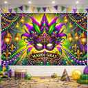 Mardi Gras Backdrop Mardi Gras Festival Mask Banner 71 x 43 inch Festival Carnival Masquerade Dress Up Prom Party Supplies Decorations Photoshoot Photography Background Photo Booth Props