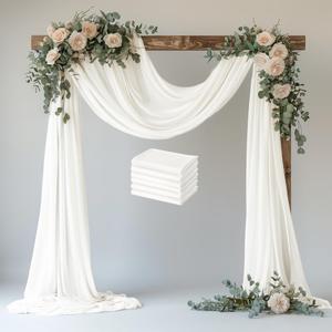 Wedding Arch Draping Fabric 6 Panels 28.7" x 20FT Ivory Sheer Chiffon Backdrop Drapes for Wedding Ceremony Birthday Party Bridal Shower Outdoor Decoration