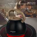 POLIVIAR Tea Kettle, Black Ti Stovetop Tea Kettle 2.7 Quart , Audible Whistling Teapot, Food Grade Stainless Steel for Anti-Rust and Anti Hot Handle, Suitable for All Heat Sources (JX2018-WB20)