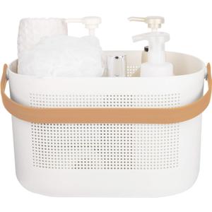 UUJOLY Plastic Storage Baskets with Handles, Shower Caddy Shelf Organizers Basket for Bathroom, Kitchen, Dorm Room, Yellow (1 Pack)