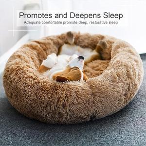Dog Bed, Cat Calming Bed, Faux Fur Pillow Pet Donut Cuddler Round Plush Bed, 32"