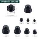 M10-1.5 Hex Head Acorn Cap Nuts, 304 Stainless Steel 18-8 Hexagon Head Acorn Dome Cap Nuts, Black Oxide Finish, Hex Drive, 20 PCS