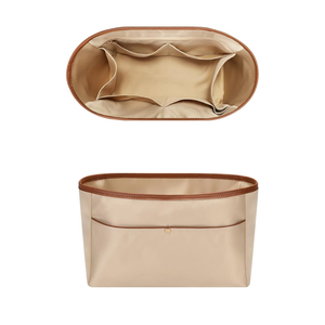 GIVLEFLY Purse Organizer Satin Drill Handbag Organizers Silk Fabric Tote Bag Organizer Handbag Organizer Storage Bag (Beige, Small)