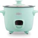 Dash Mini Ceramic Rice Cooker - Designed for Single-Serve Cooking - Compact Rice Cooker with Nonstick Removable Pot, Keep Warm Function & Easy-to-Clean Sleek Design - Aqua Ceramic
