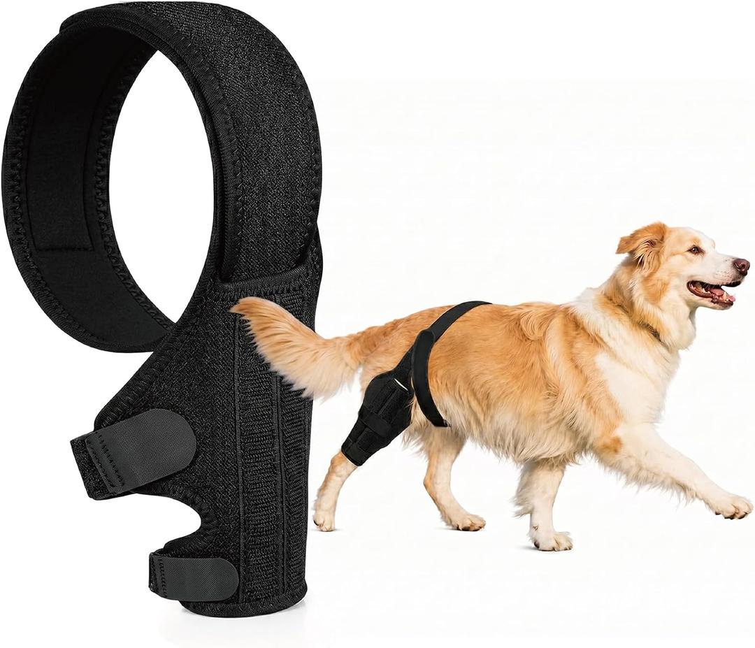 Dog Knee Brace for Hind & Rear Legs,Adjustable Dogs Compression Brace with Joint Instability, Torn ACL, Limping or Osteoarthritis - Reduces Pain and Inflammation,Post Surgery Care Recovery-Black (L)
