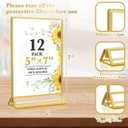 Acrylic Gold Sign Holders 5x7, 12 Pack Wedding Gold Table Number Holders, Double Sided Photo Display Picture Frame Paper Stand, Clear Flyer Stand Menu Holder for Wedding, Home, Party, Restaurant