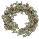Ling's Moment Eucalyptus Flower Greenery Garland with Willow Leaves 2pcs, 5.9ft Hanging Italian Ruscus Vines Rustic Wreath Swags for Table Centerpieces Wedding Arch Decor, Terracotta Flowers