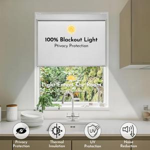 Cordless 100% Blackout Blinds for Indoor Windows – Persianas Enrollables Opacas para Cocina y Comedor
, Width 30"