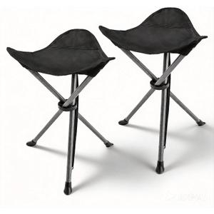 2 Pack Camping Stools, 22.4" Extra Tall Tripod Stool for Adults | 600D Oxford, Water-Repellent & Rust-Resistant, 250lbs Capacity, 2.6lbs Each, Folds to 27in, for Camping Fishing Hiking Golf