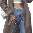ELESOL Women Casual Zip up Fleece Hoodies Tunic Sweatshirt Long Hoodie Jacket S-XXXL (Large, Coffee Grey)