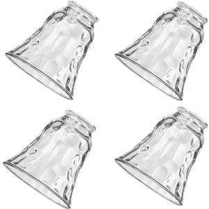 Glass Covers for Ceiling Fan, Glass Shade Replacement for Light Fixture, 4 Pack Glass Globes Clear Water Ripple for Wall Sconce Vanity Lighting Chandelier Pendant Light, 2 1/8" Fitter