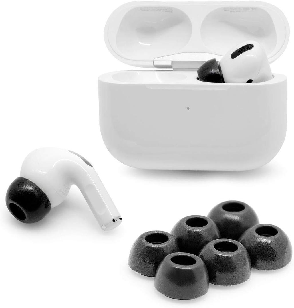 Eartune Fidelity UF-A Premium Memory Foam Tips for AirPods Pro (1st Gen & 2nd Gen) - Fits in Charging Case, Stays in Your Ears, Superb Sound Isolation, and Built-in Waxguard - X Large, [Black] (X Large, Black)