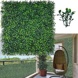 Artificial Grass Wall Backdrop Panels,20X20 in 12P UV-Anti Greenery Boxwood Panels for Indoor Outdoor Green Wall Decor & Ivy Fence Covering Privacy