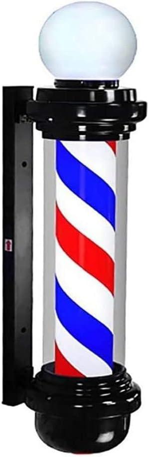 35-inch Barber Pole Red White Blue Stripes with LED Light, Traditional Barber Pole Outside Barber Shop Rotating Light Sign Light Box Rainproof Hairdressing Salon Save Energy Wall Lamp